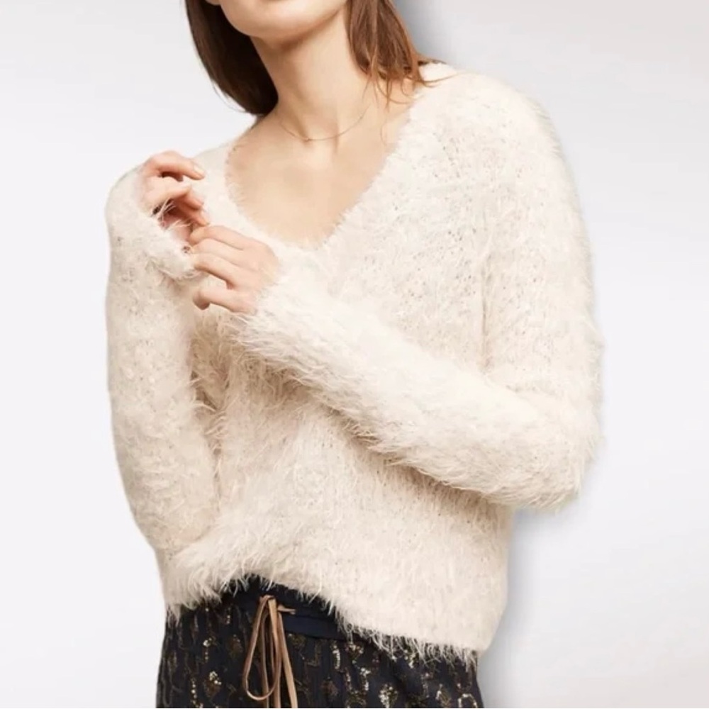 Anthropologie Knited and knotted snowflake boucle sweater